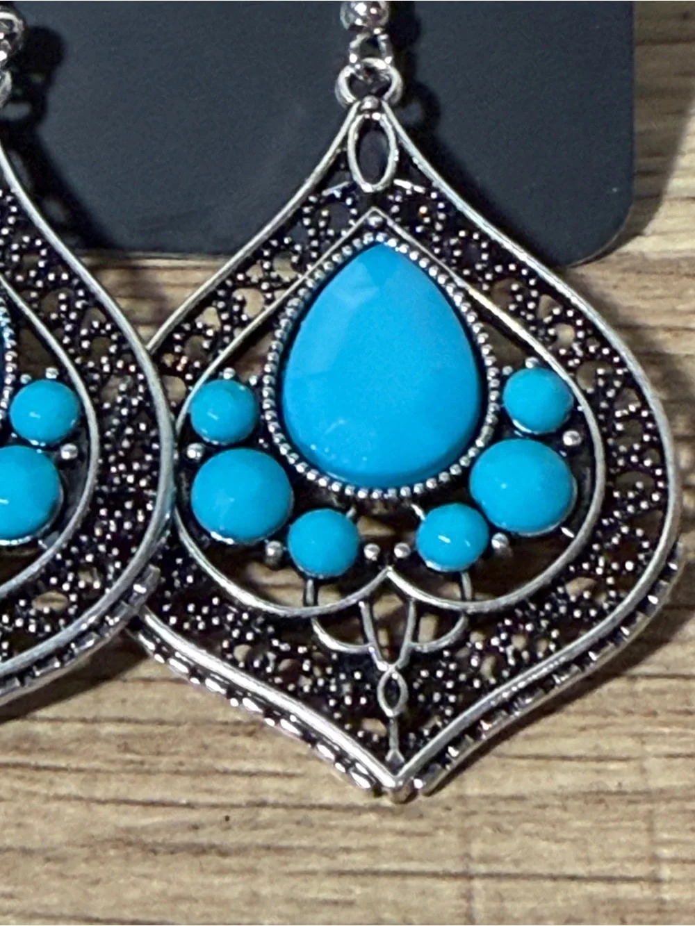 paparazzi Turquoise Teardrop Filigree Dangle Earrings